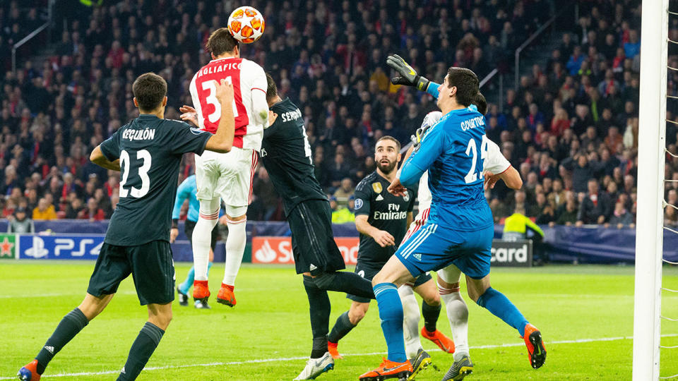 Was Courtois interfered with? (Photo by VI Images via Getty Images)