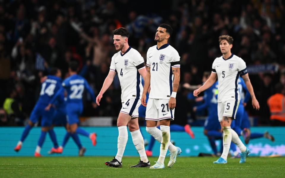 England were shambolic defensively as Greece snatched a deserved win at Wembley (The FA via Getty Images)