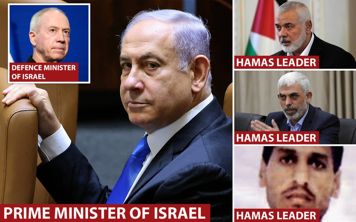 Israeli and Hamas leaders targeted by the ICC prosecutor for arrest (ES Composite)