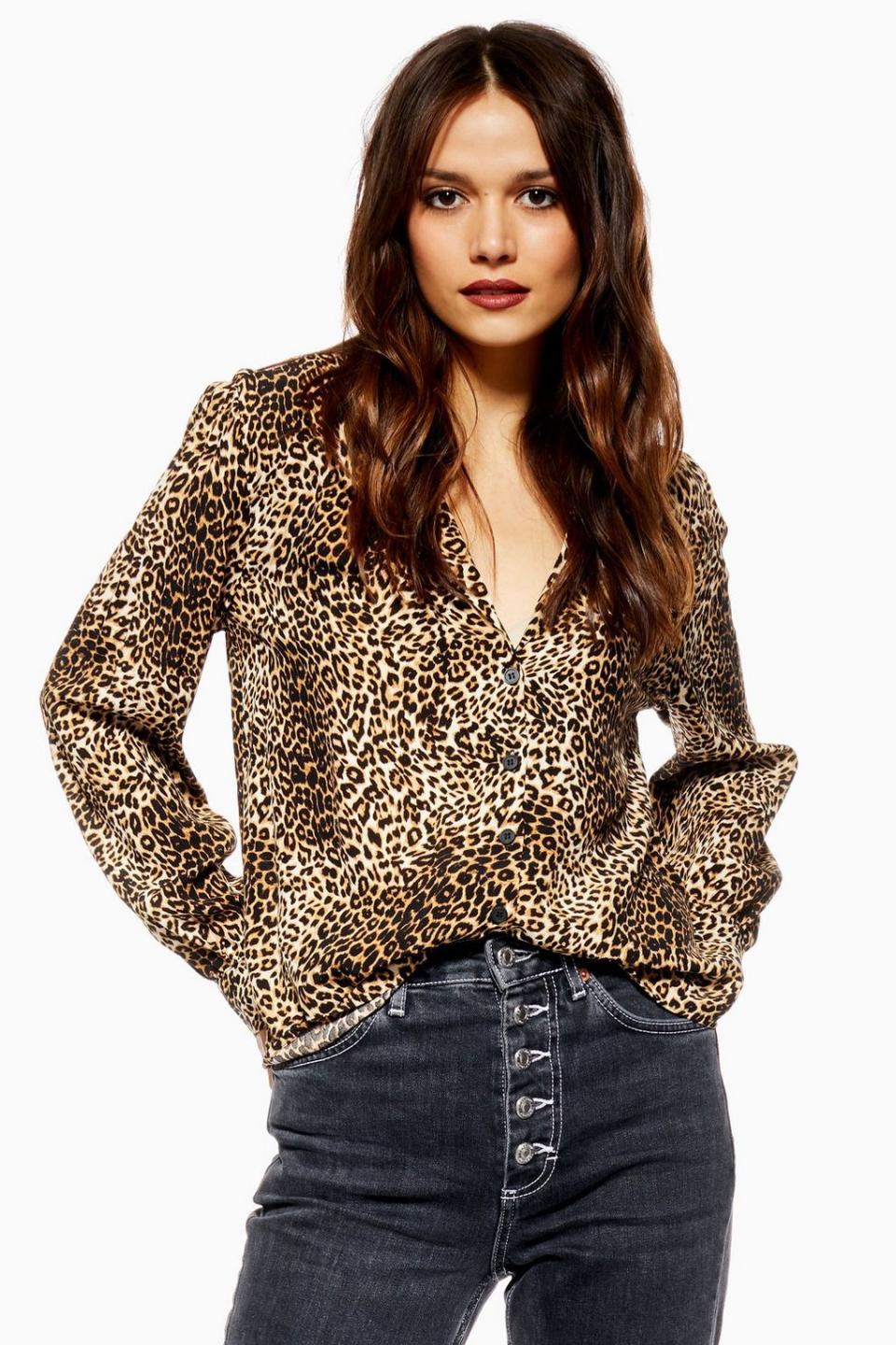 Topshop Petite Leopard Long Sleeve Shirt (Photo: Topshop)