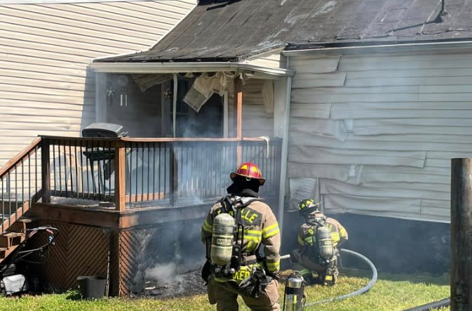 Back porch in Danville on fire on April 29. (Photo Courtesy: Danville Fire Department)