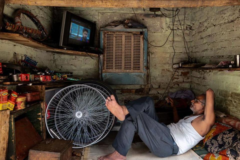 a bicycle repair shop in New Delhi, India, on Friday, May 19, 2023. T