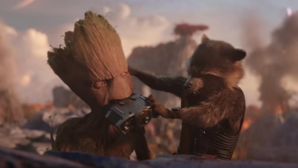 Rocket pulls binoculars out of Groot's mouth in Thor: Love and Thunder. Here's how Rocket and Groot met in the MCU.