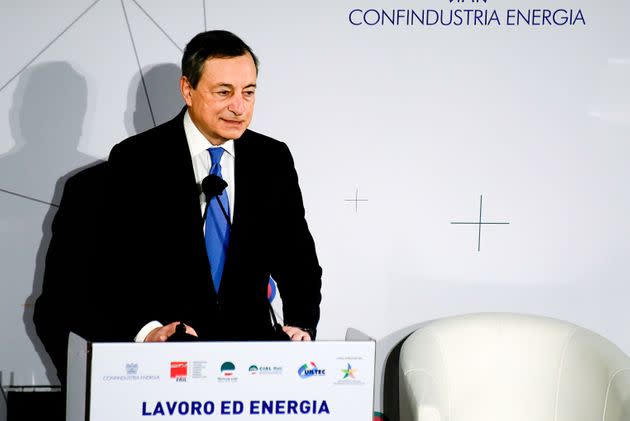 ROME, ITALY - 2021/11/30: Italian Prime Minister Mario Draghi speaks during the meeting 