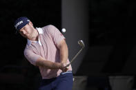 Grayson Murray hits to the 8th hole during the first round of The American Express golf tournament on the Stadium Course at PGA West on Thursday, Jan. 16, 2020, in La Quinta, Calif. (AP Photo/Marcio Jose Sanchez)