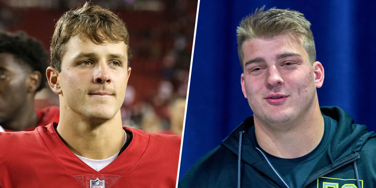 San Francisco 49er quarterback Brock Purdy and offensive lineman Nick Zakelj are 
