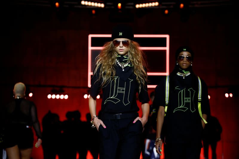 Models present creations during the Tommy Hilfiger 'TOMMYNOW Spring 2020' show during London Fashion Week in London