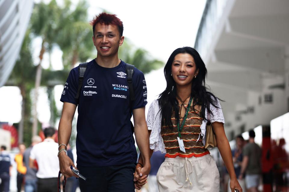 Alex Albon and Muni "Lily" He at the Miami Grand Prix.