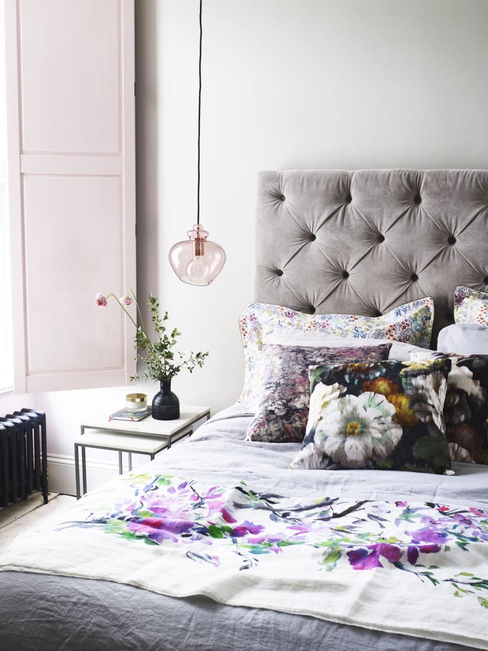 <p>When it comes to decorating your bedroom, or any room in your home for that matter, it pays to think outside the box. Pink solid panel wood shutters and a pink hued glass pendant lamp creates a real charm in this bedroom – sometimes it's the details that count.</p>