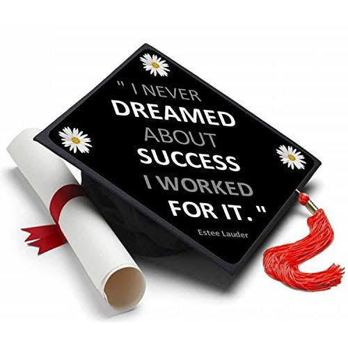 <p><strong>Tassel Toppers</strong></p><p>amazon.com</p><p><strong>$18.00</strong></p><p><a href="https://www.amazon.com/dp/B01E7QFX8Q?tag=syn-yahoo-20&ascsubtag=%5Bartid%7C10049.g.39908434%5Bsrc%7Cyahoo-us" rel="nofollow noopener" target="_blank" data-ylk="slk:Shop Now;elm:context_link;itc:0;sec:content-canvas" class="link ">Shop Now</a></p><p>To honor your hard work and dedication during all those years of school, look to this topper with an all-too-appropriate quote.</p>