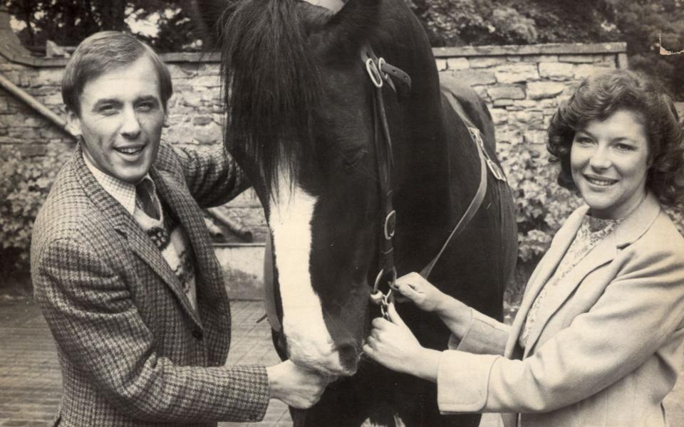 Christopher Timothy, as James Harriot, and Carol Drinkwater on the set of All Creatures Great and Small - Kevin Holt/Shutterstock