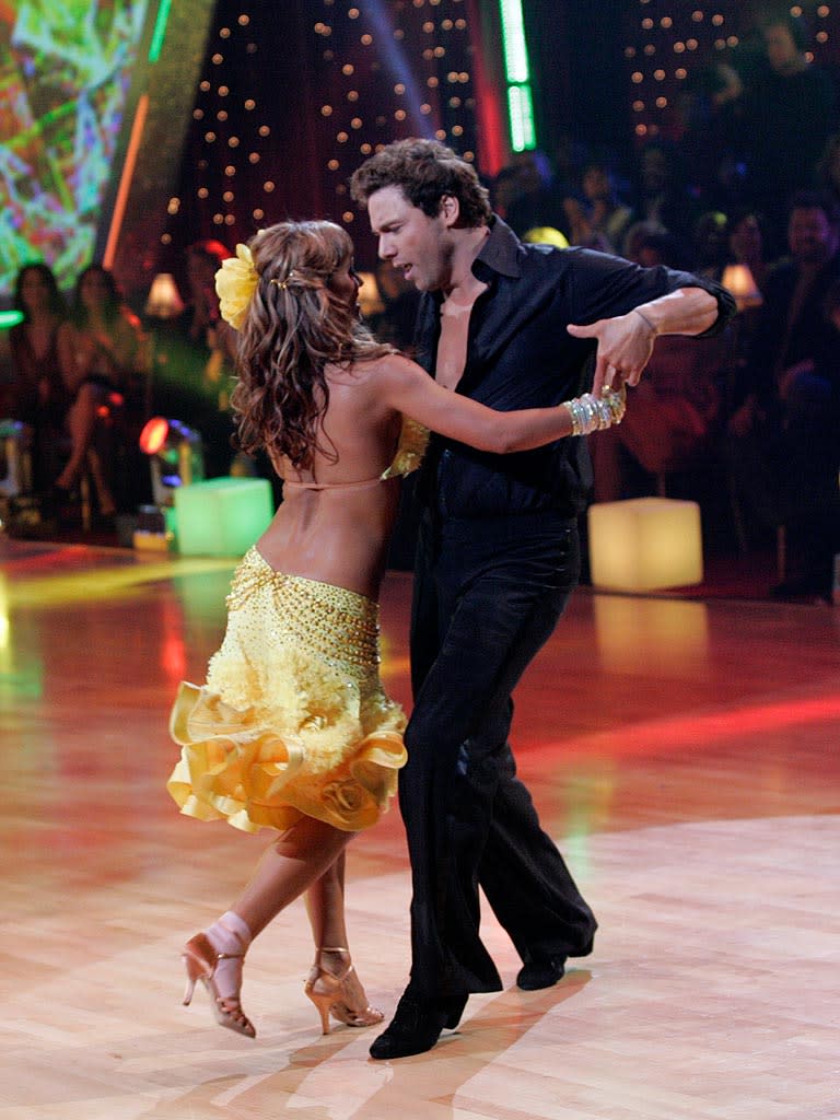 Karina Smirnoff and Rocco DiSpirito perform a dance on the seventh season of Dancing with the Stars.