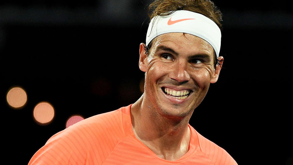 Rafael Nadal has praised Australia's hotel quarantine system after completing 14 days of isolation in Adelaide ahead of the Australian Open. (Photo by Michael Errey / AFP) (Photo by MICHAEL ERREY/AFP via Getty Images)