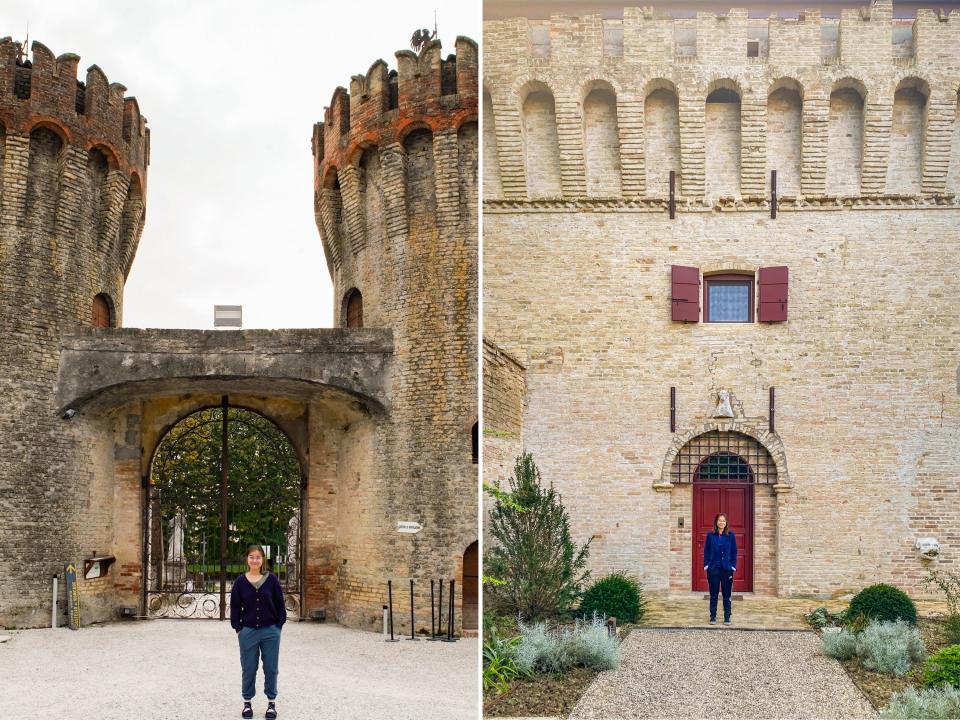 The author stayed in a tower at Castello de Roncade.