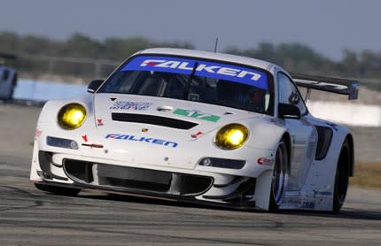 The new Porsche 911 GT3 RSR of Team Falken Tire at the Sebring test