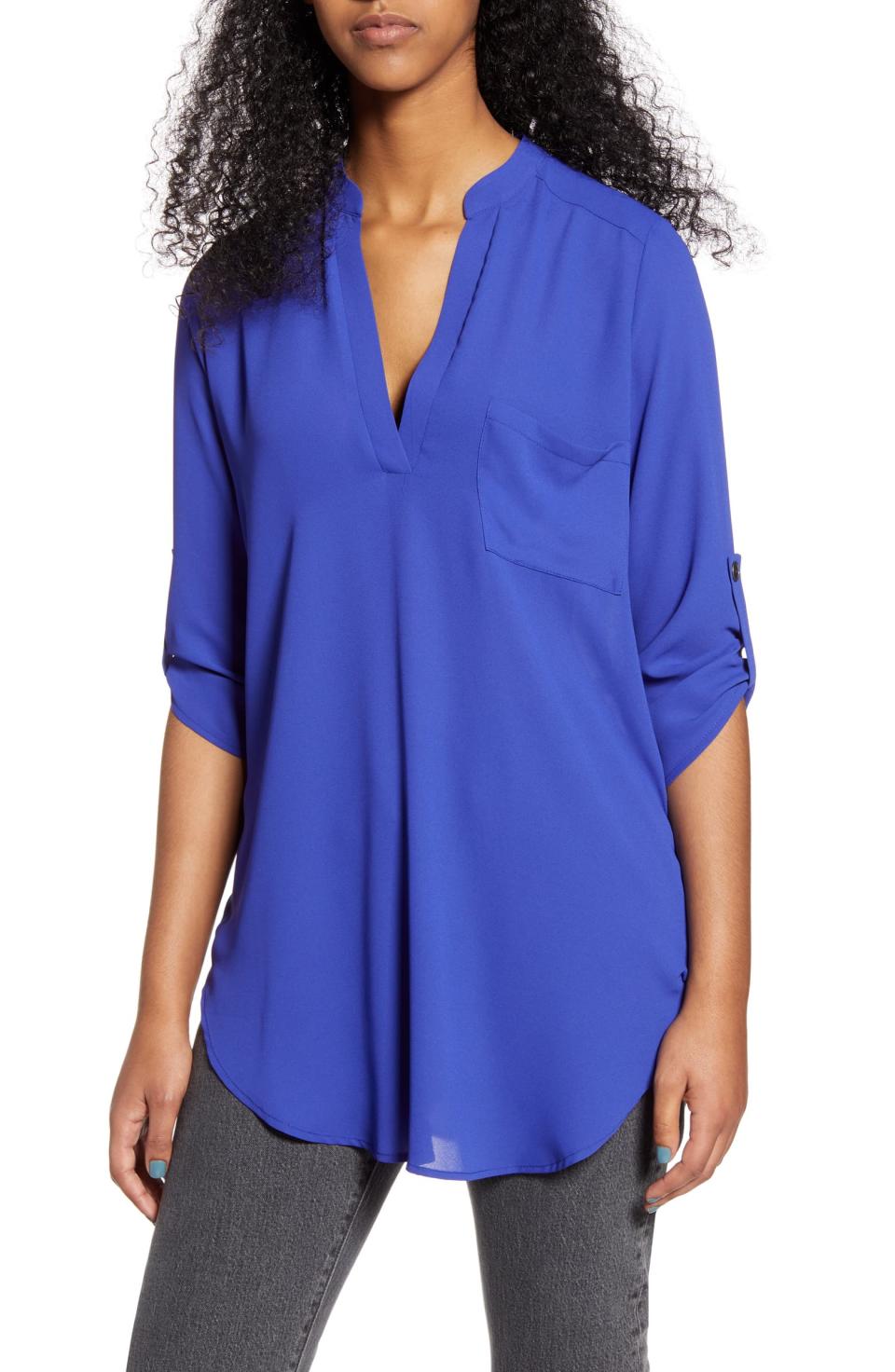 All In Favor Perfect Henley Tunic in spectrum blue