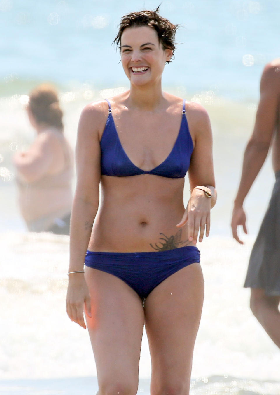 <p>Jaimie Alexander cools off in the ocean on Monday in Malibu.</p>