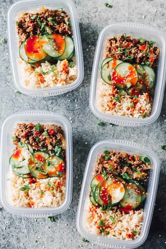 Korean beef bowls over rice.