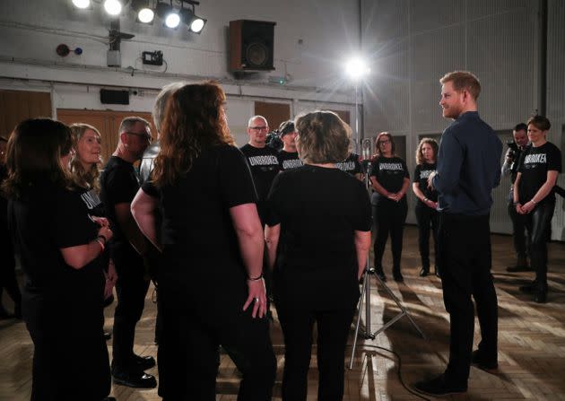 Harry met members of the Invictus Games Choir as they recorded a single for the Invictus Games Foundation