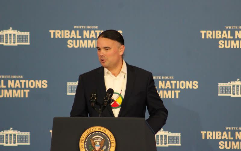 Assistant Secretary of the Interior Bryan Newland (Bay Mills Community) at the 2023 White House Tribal Nations Summit. (photo/Levi Rickert for Native News Online.