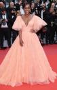 The actress has a fairytale fashion moment at the premiere of <em>A Hidden Life </em>wearing a coral Zac Posen gown and diamond jewels.