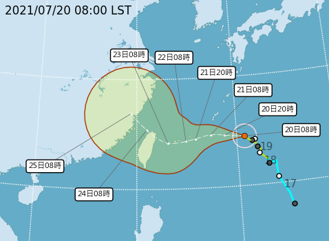 煙花颱風行進速度慢，未來可能影響時間也會拉長（圖／中央氣象局）