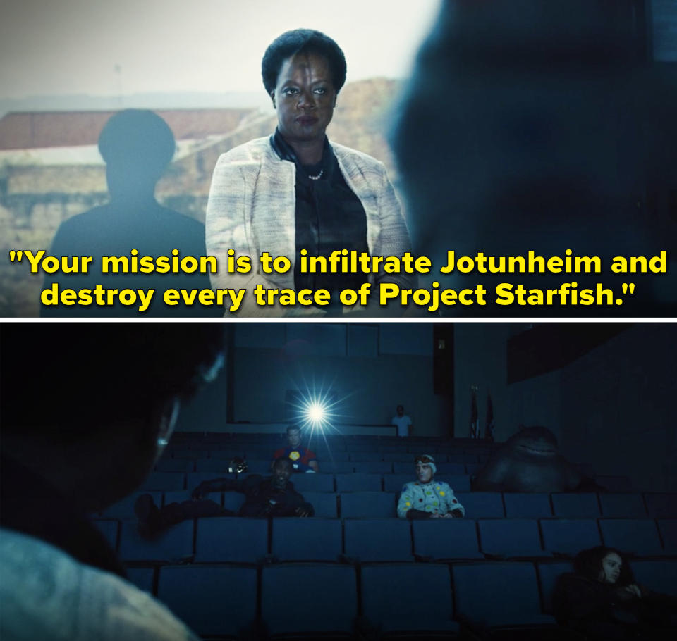 Amanda saying, "Your mission is to infiltrate Jotunheim and destroy every trace of Project Starfish"