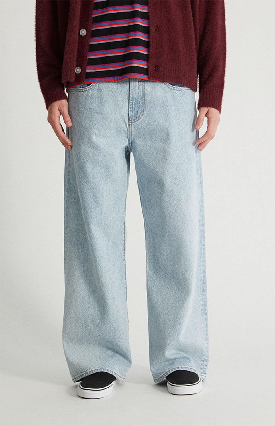 mens light wash jeans, Eco Medium Indigo Extreme Baggy Jeans