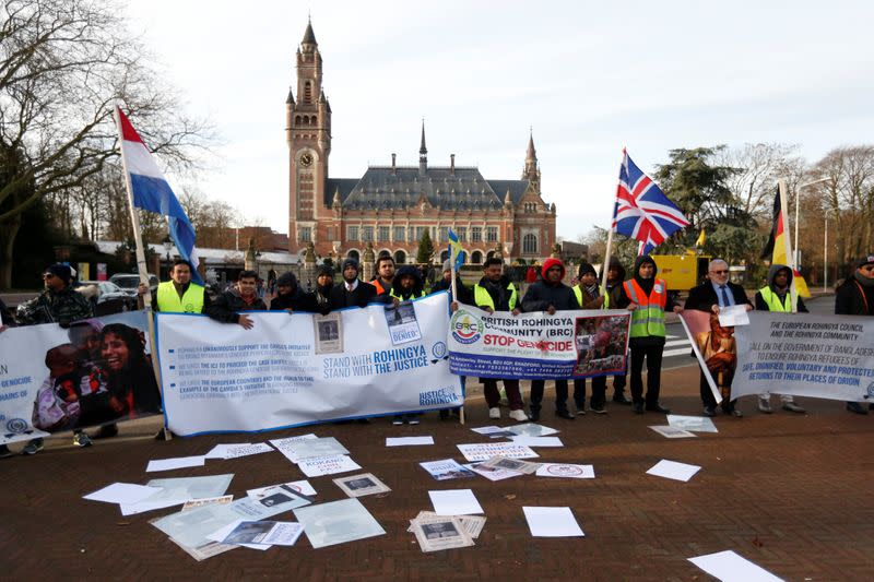 Protest outside the International Court of Justice in The Hague