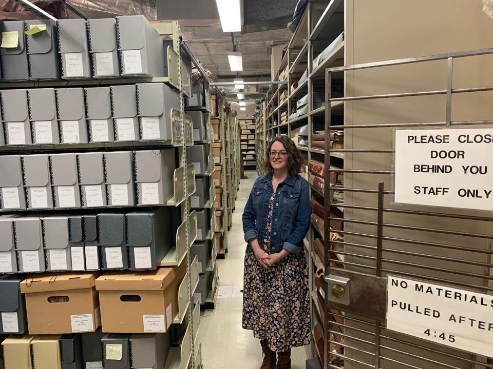 Special collections manager Lauren Martino Henry oversees the vaults at the Rosenberg Library in Galveston. The Galveston and Texas History Center holds more than 13,000 linear feet — two and a half miles — of written, visual and oral materials.