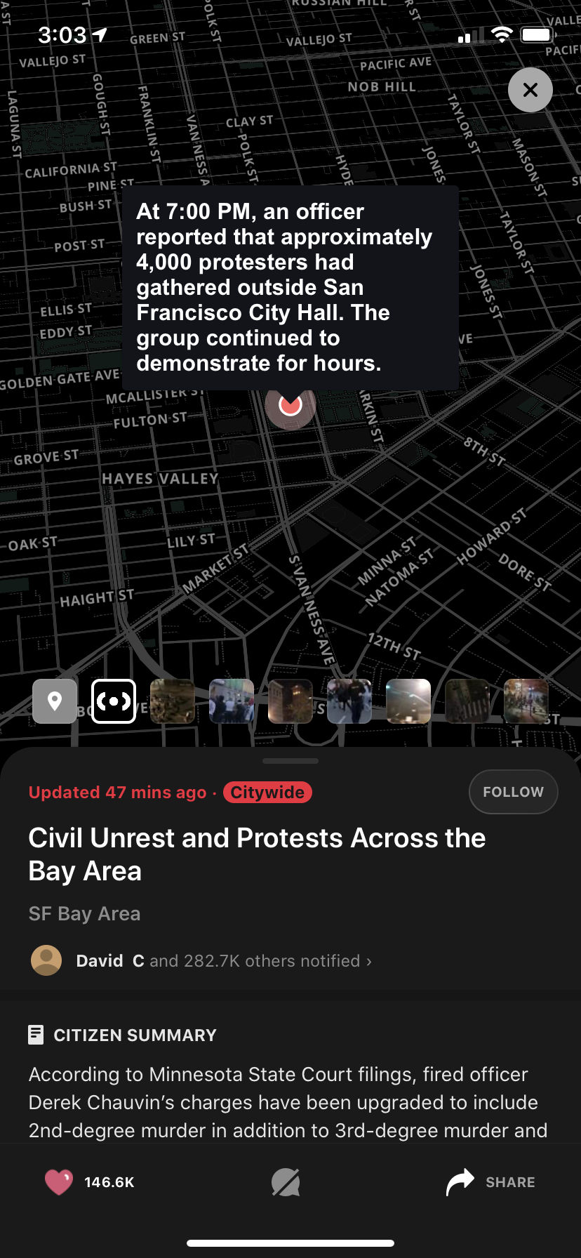 Screenshot of Citizen App