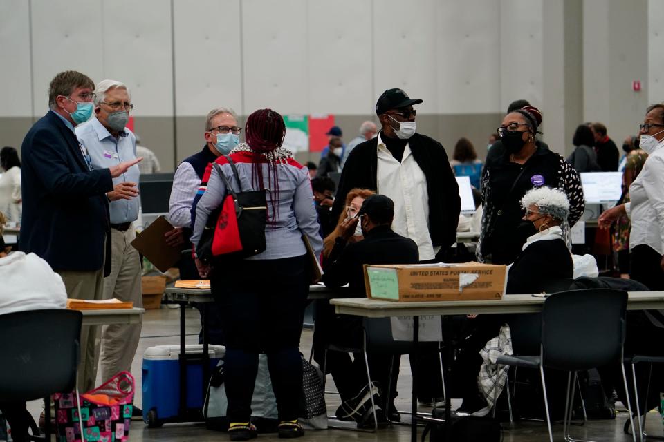 Absentee ballots are being counted at Huntington Place in Detroit on Election Day Tuesday, Nov. 8, 2022. 