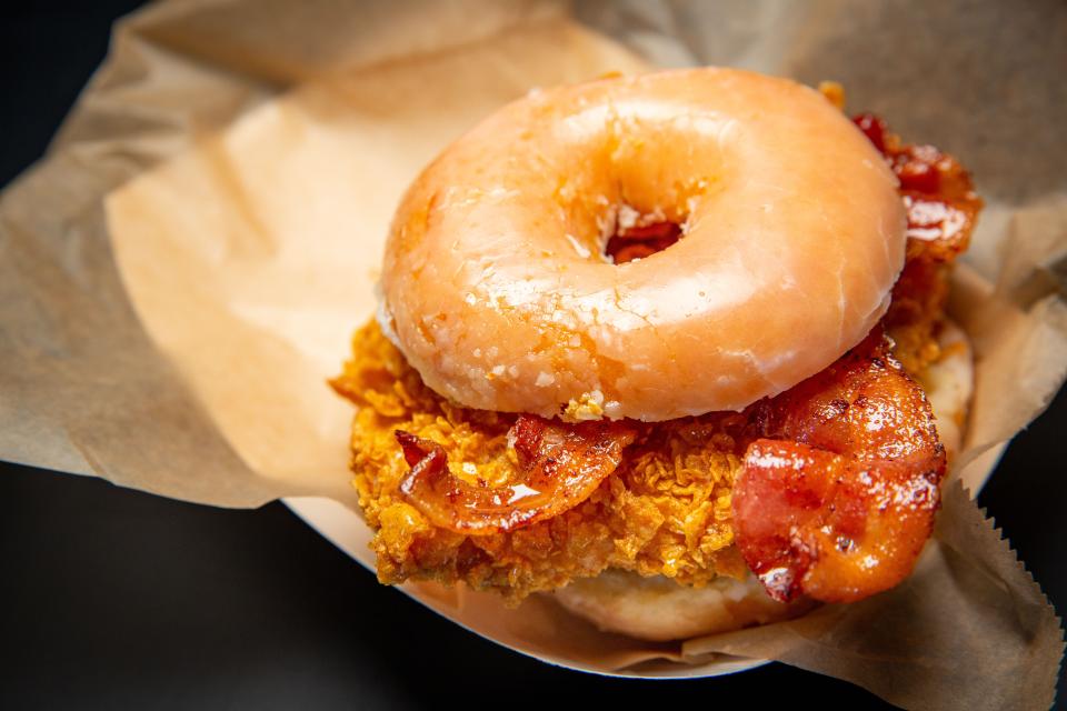 OMG Chicken Sandwich from Chicken City, one of dishes featured in the 2022 New Foods at the Iowa State Fair, Tuesday, July 19, 2022.