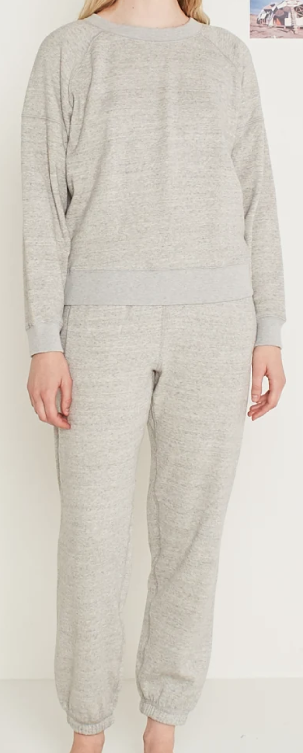 Entireworld Women's Loop Back Sweatsuit in Grey Melange