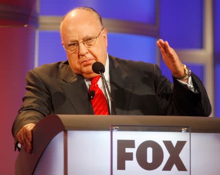 Roger Ailes, chairman and CEO of Fox News and Fox Television Stations, answers questions during a panel discussion at the Television Critics Association summer press tour in Pasadena, California July 24, 2006. Picture taken July 24, 2006. REUTERS/Fred Prouser/File Photo