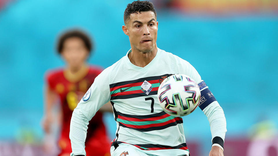 Seen here, Cristiano Ronaldo in action for Portugal at the European Championships in 2021.