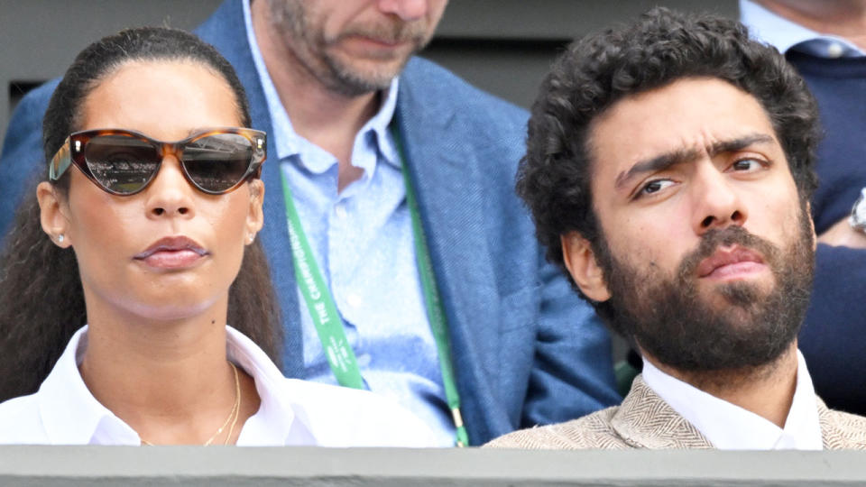 Boris Becker's girlfriend and son were invited into Novak Djokovic's player box to watch his Wimbledon second round match. Pic: Getty