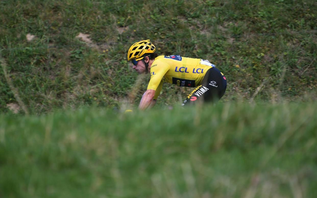 Primoz Roglic of Slovenia and Team Jumbo - Visma Yellow Leader Jersey / during the 107th Tour de France 2020, Stage 18 a 175km stage from MÃ©ribel to La Roche sur Foron - Jumbo-Visma sports director thrown off Tour de France for 'intimidating and 'insulting' UCI official - GETTY IMAGES