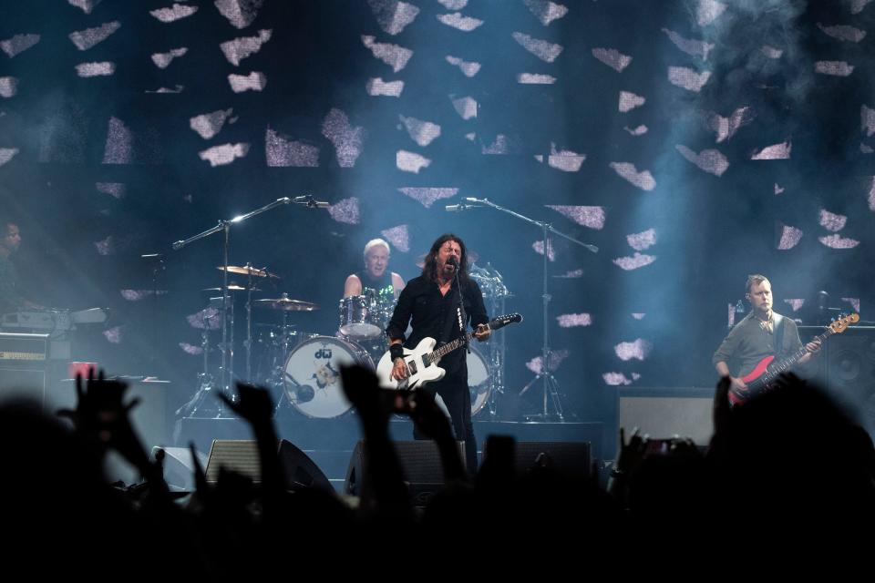 Dave Grohl of Foo Fighters performs at  Bonnaroo in Manchester, Tenn., Sunday, June 18, 2023. 