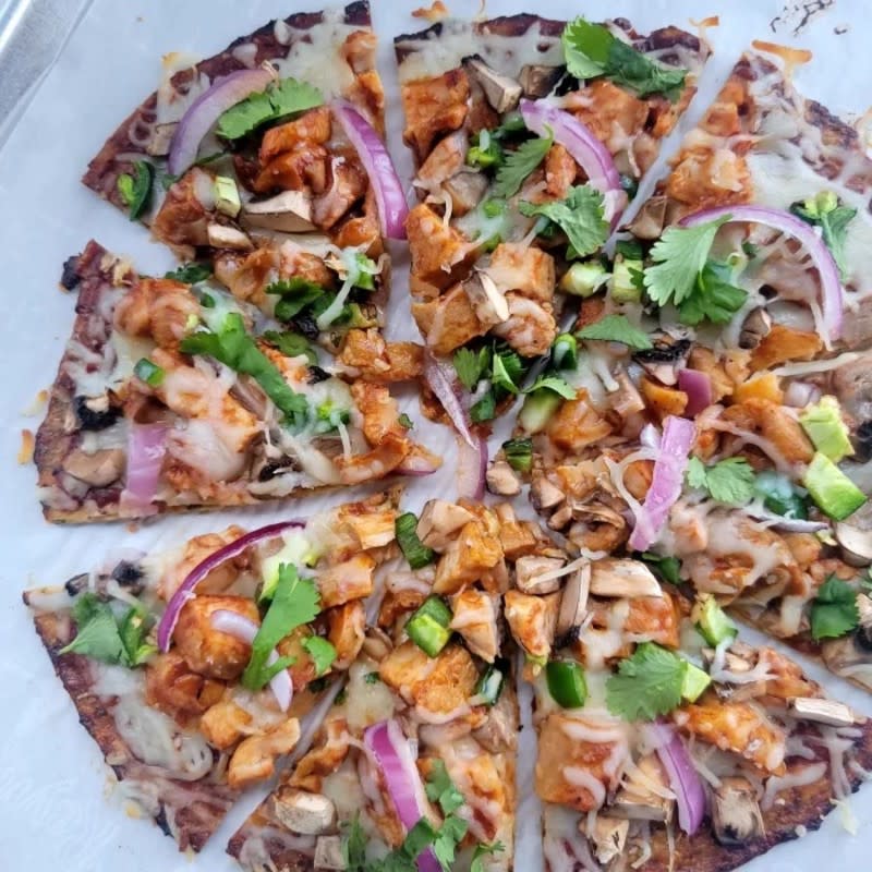 <p>Keto Coffee and Lipstick</p><p>A cauliflower-based crust keeps this tasty pizza low-carb and gluten-free.</p><p><strong>Get the recipe: <a href="https://parade.com/1393378/kelli-acciardo/bbq-chicken-pizza/" rel="nofollow noopener" target="_blank" data-ylk="slk:BBQ Chicken Pizza;elm:context_link;itc:0;sec:content-canvas" class="link rapid-noclick-resp">BBQ Chicken Pizza</a></strong></p>