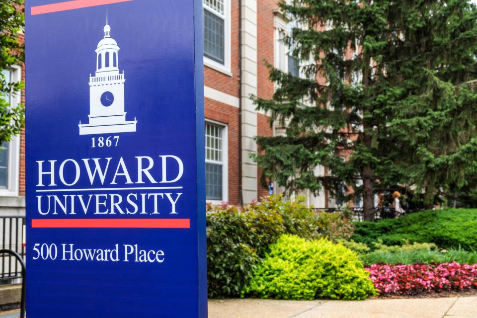 A Howard University sign on campus in DC