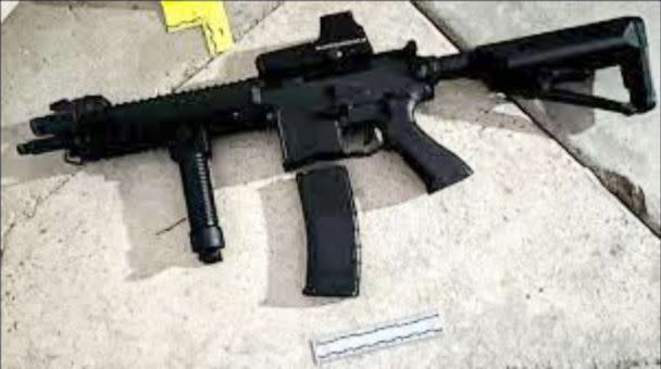 PHOTO: An police evidence image released by the LAPD shows the airsoft gun that Luis Herrera allegedly brandished during a police response to a reported domestic incident in 400 block of West 102nd St in Los Angeles, Sept. 17, 2022. (Los Angeles Police Department)