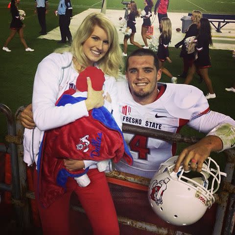 <p>Derek Carr Instagram</p> Derek Carr and Heather Carr in 2014.