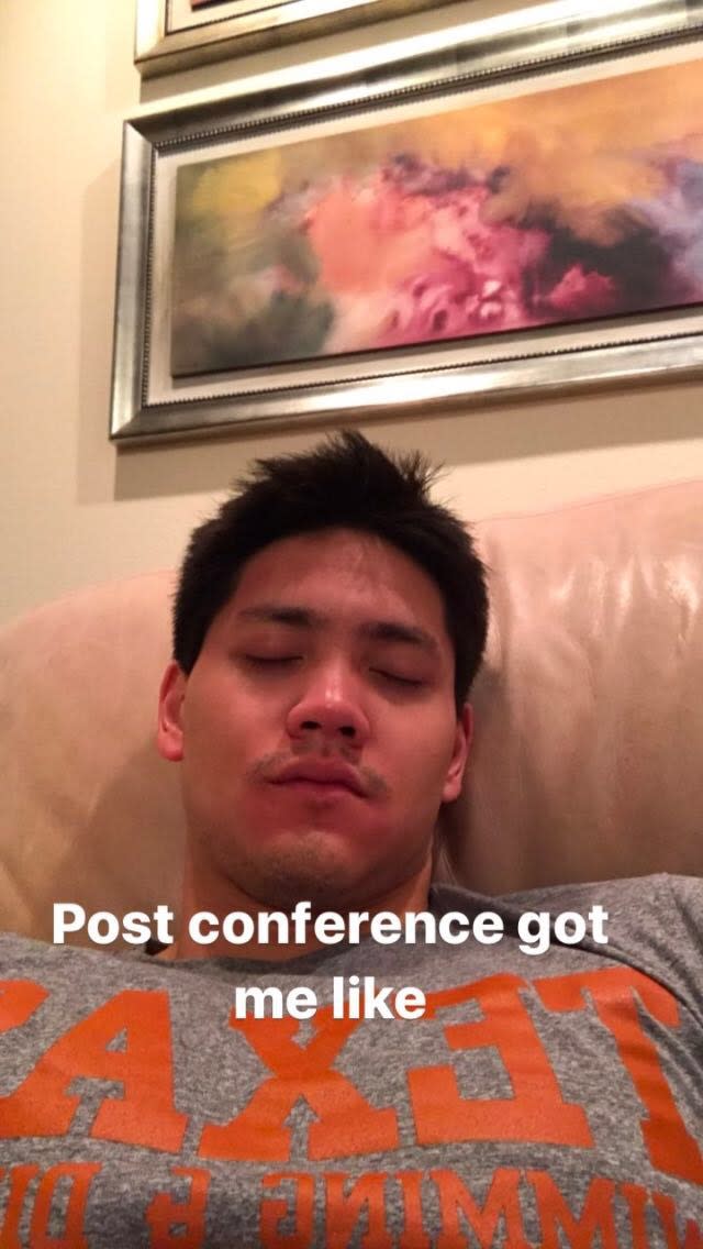 A screengrab of Joseph Schooling’s Instagram Daily post following the 2017 Big 12 Swimming and Diving Championships. (PHOTO: Instagram / Joseph Schooling)