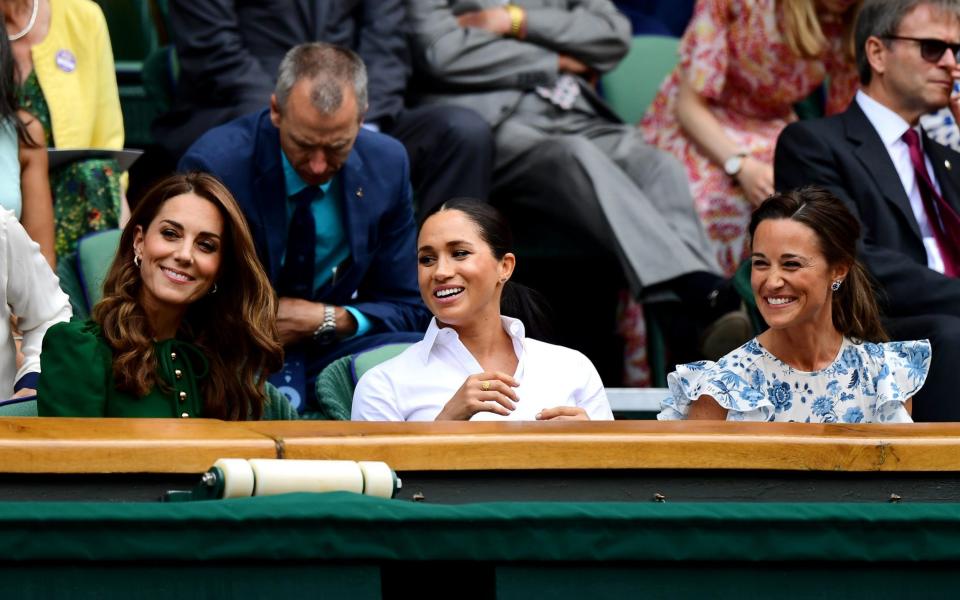 The Duchess of Cambridge, Duchess of Sussex and Pippa Middleton at Wimbledon 2019 - Getty