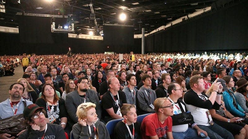 a crowd in hall h.