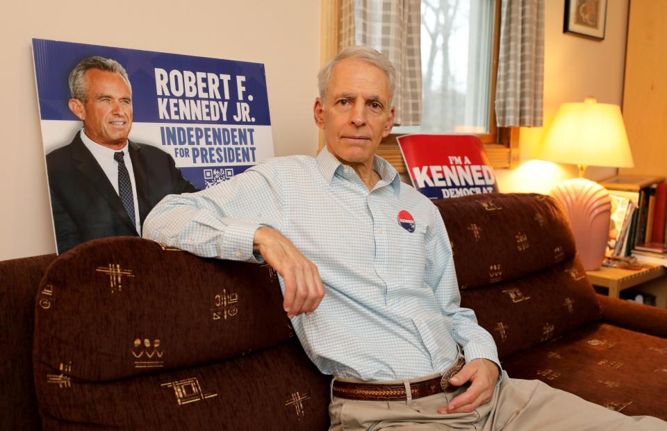 Paul Jaffe is a volunteer who will be helping Robert F. Kennedy Jr.'s campaign gather tens of thousands of signatures starting on April 16 to get Kennedy on New York's ballot as an independent candidate to compete against President Joe Biden and Donald Trump in November. Here he is pictured at his home in Tallman, April 11, 2024.