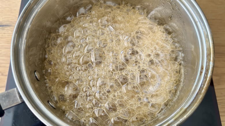 Honey boiling in pot