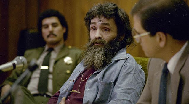 Convicted killer Charles Manson is seen during a parole hearing in California in 1986. Photo: AP