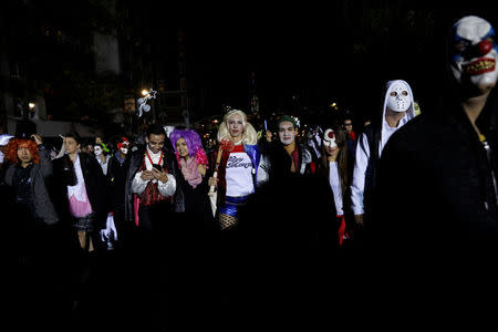 People participate in the New York City Halloween parade in New York City, NY, U.S., October 31, 2017. REUTERS/Shannon Stapleton